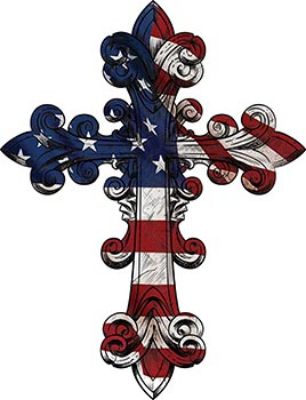 
	Old Style Cross in American Flag
