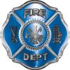 Traditional Fire Department Fire Fighter Maltese Cross Sticker / Decal in Blue