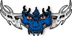 Tribal Wings with Skull In Blue