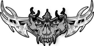 
	Tribal Wings with Skull In Gray
