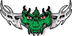 
	Tribal Wings with Skull In Green
