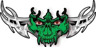 
	Tribal Wings with Skull In Green
