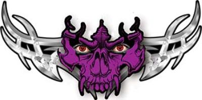 
	Tribal Wings with Skull In Purple
