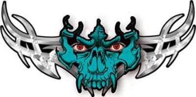 
	Tribal Wings with Skull In Teal
