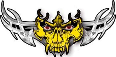 
	Tribal Wings with Skull In Yellow
