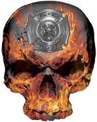 
	Skull Decal / Sticker in GreenSkull Decal / Sticker with Inferno Flames and Firefighter Maltese Cross
