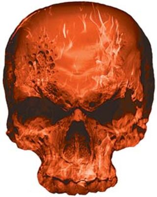 
	Skull Decal / Sticker with Orange Inferno Flames
