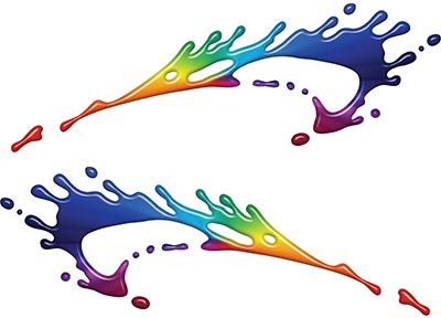 
	Splashed Paint Graphic Decal Set in Rainbow Colors
