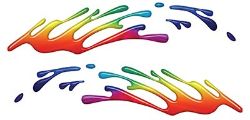 
	Wave Spash Paint Graphic Decal Set in Rainbow Colors
