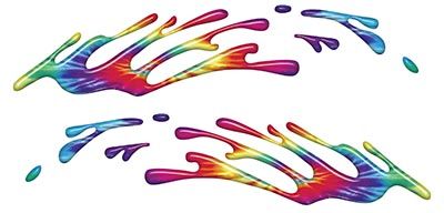 
	Wave Spash Paint Graphic Decal Set in Tie Dye
