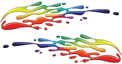 
	Thin Spash Paint Graphic Decal Set in Rainbow Colors
