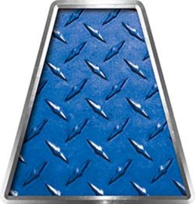 Fire Fighter, EMS, Rescue Helmet Tetrahedron Decal Reflective in Blue Diamond Plate