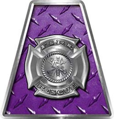 Fire Fighter, EMS, Rescue Helmet Tetrahedron Decal Reflective in Purple Diamond Plate with Maltese Cross