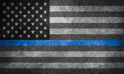 
	Thin Blue Line Police Sheriff Law Enforcement with American Flag Decal
