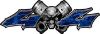 
	Twin Piston with Crazy Skull 4x4 ATV Truck or SUV Decals in Blue Camouflage
