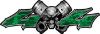 
	Twin Piston with Crazy Skull 4x4 ATV Truck or SUV Decals in Green Camouflage
