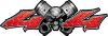 
	Twin Piston with Crazy Skull 4x4 ATV Truck or SUV Decals in Red Diamond Plate
