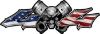 
	Twin Piston with Crazy Skull 4x4 ATV Truck or SUV Decals with American Flag
