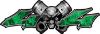 
	Twin Piston with Crazy Skull 4x4 ATV Truck or SUV Decals in Green Inferno Flames
