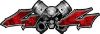 
	Twin Piston with Crazy Skull 4x4 ATV Truck or SUV Decals in Red Inferno Flames
