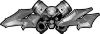 
	Twin Piston with Crazy Skull 4x4 ATV Truck or SUV Decals in Silver
