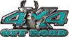 
	Deer Hunting Edition with Buck and Doe 4x4 ATV Truck or SUV Vehicle Decal / Sticker Kit in Teal Diamond Plate
