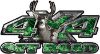 
	Deer Hunting Edition with Buck and Doe 4x4 ATV Truck or SUV Vehicle Decal / Sticker Kit in Green Inferno Flames
