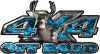 
	Deer Hunting Edition with Buck and Doe 4x4 ATV Truck or SUV Vehicle Decal / Sticker Kit in Teal Inferno Flames
