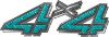 
	4x4 Chevy GMC Truck Style Bedside Sticker Set / Decal Kit in Teal Diamond Plate
