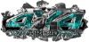 
	4x4 Cowgirl Edition Ripped Torn Metal Tear Truck Quad or SUV Sticker Set / Decal Kit in Teal Inferno Flames
