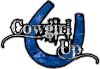 
	Cowgirl Up Decal / Sticker Western Style Writing with Horseshoe in Blue Camouflage
