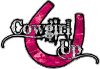
	Cowgirl Up Decal / Sticker Western Style Writing with Horseshoe in Pink Camouflage
