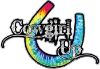 
	Cowgirl Up Decal / Sticker Western Style Writing with Horseshoe in Tie Dye Colors
