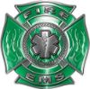 
	Fire EMS Maltese Cross Decal with Flames and Star of Life in Green