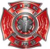 
	Fire EMS Maltese Cross Decal with Flames and Star of Life in Red