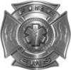 
	Fire EMS Maltese Cross Decal with Flames and Star of Life in Silver