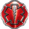 
	Firefighter EMT / EMS Maltese Cross and Star of Life Sticker / Decal in Red
