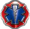 
	Firefighter EMT / EMS Maltese Cross and Star of Life Sticker / Decal in Red and Blue

