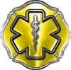 
	Firefighter EMT / EMS Maltese Cross and Star of Life Sticker / Decal in Yellow
