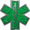 
	Star of Life Emergency EMS EMT Paramedic Decal in Diamond Plate Green
