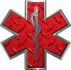 
	Star of Life Emergency EMS EMT Paramedic Decal in Diamond Plate Red
