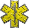 
	Star of Life Emergency EMS EMT Paramedic Decal in Diamond Plate Yellow

