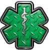 
	Star of Life Emergency Response EMS EMT Paramedic Decal in Green Diamond Plate

