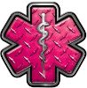 
	Star of Life Emergency Response EMS EMT Paramedic Decal in Pink Diamond Plate
