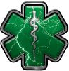 
	Star of Life Emergency Response EMS EMT Paramedic Decal in Green Lightning Strike
