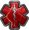 
	Star of Life Emergency Response EMS EMT Paramedic Decal in Red Lightning Strike
