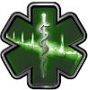 
	Star of Life with Heartbeat Emergency EMS EMT Paramedic Decal in Green

