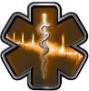 
	Star of Life with Heartbeat Emergency EMS EMT Paramedic Decal in Orange
