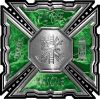 
	Aztec Style Modern Edge Fire Fighter Maltese Cross Decal in Green Camouflage
