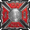 
	Aztec Style Modern Edge Fire Fighter Maltese Cross Decal in Red Diamond Plate
